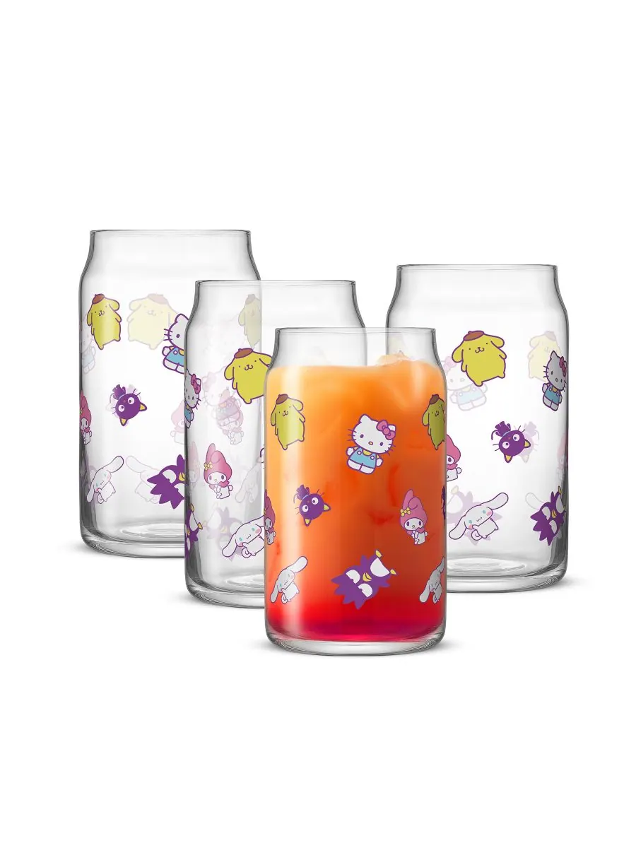 Набор из 4 стаканов для напитков Hello Kitty Friends с изображением персонажей мультфильма «Друзья» — мульти