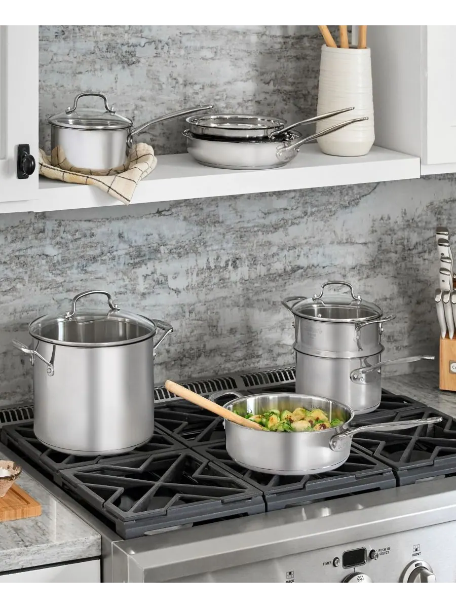 Cuisinart Классический набор посуды из нержавеющей стали от шеф-повара, 11 предметов — изображение 3 из 5, серебристый
