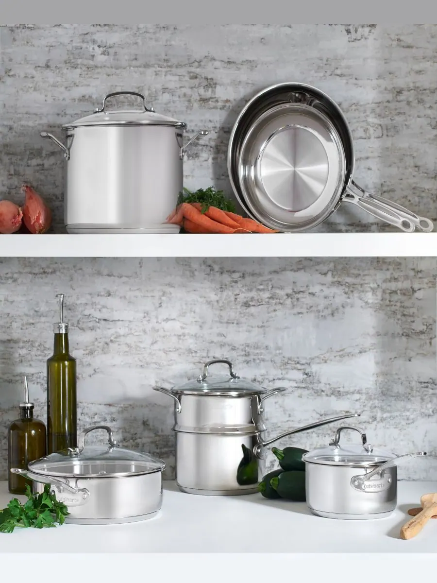 Cuisinart Классический набор посуды из нержавеющей стали от шеф-повара, 11 предметов — изображение 4 из 5, серебристый