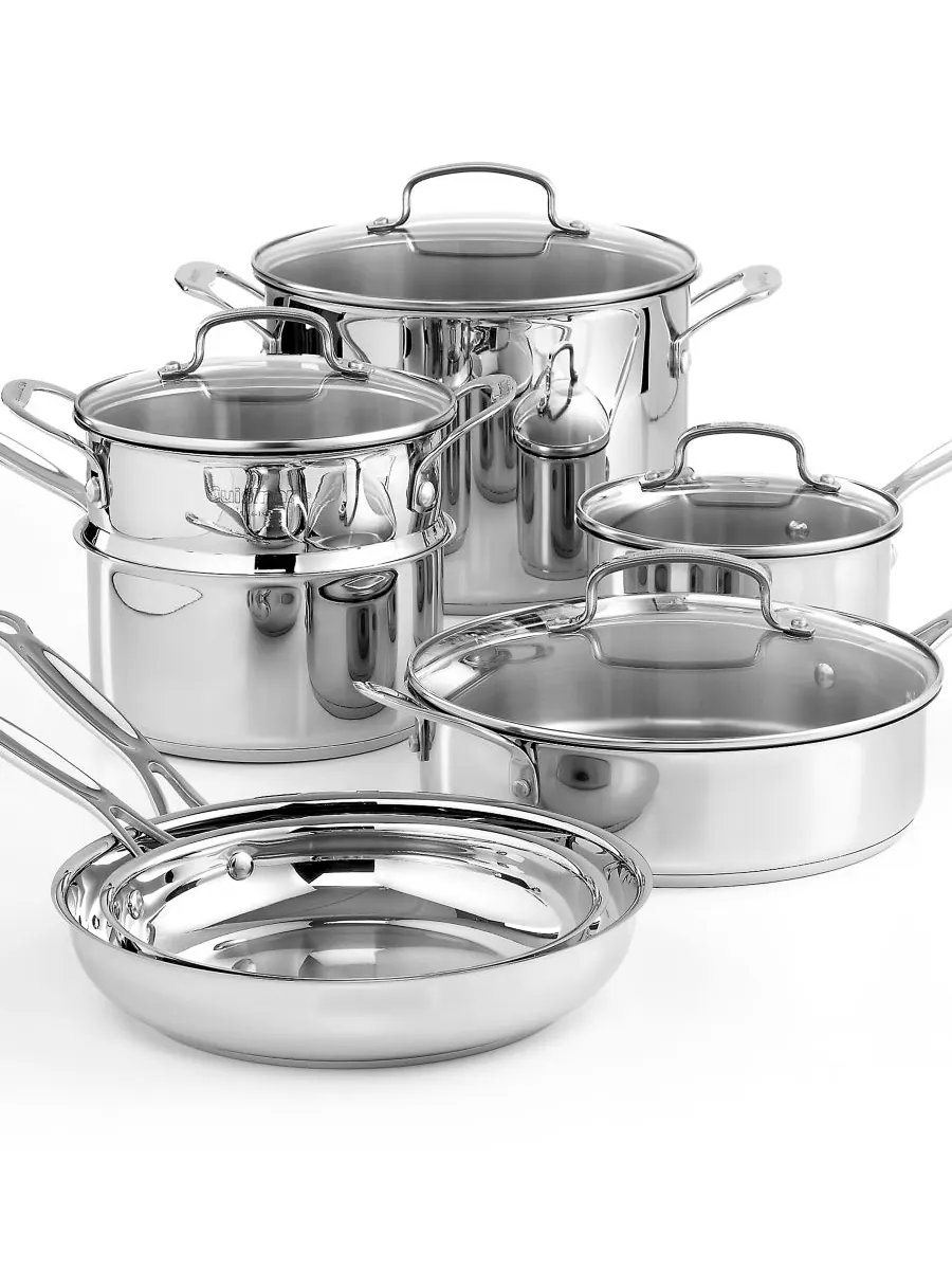 Cuisinart Классический набор посуды из нержавеющей стали от шеф-повара, 11 предметов — изображение 5 из 5, серебристый