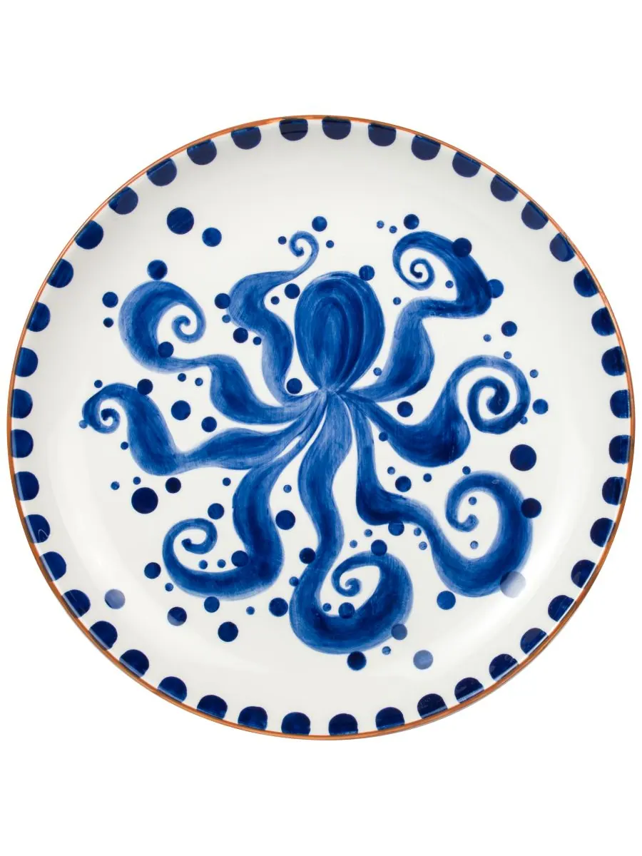 Круглое блюдо с осьминогами «Коста Азул» Euro Ceramica — белый