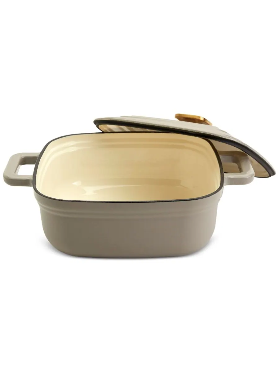 Чугунная эмалированная кастрюля Smith & Clark, квадратная, объемом 4 кварты Smith and Clark — изображение 2 из 10, серый