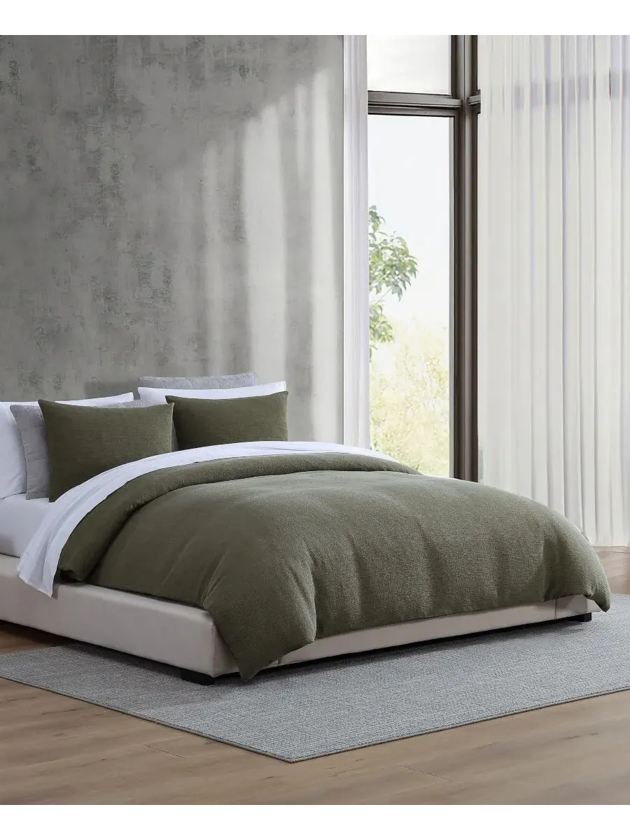 Комплект пододеяльников Carved Lines Matelasse Vera Wang — изображение 2 из 9, оливковый зеленый