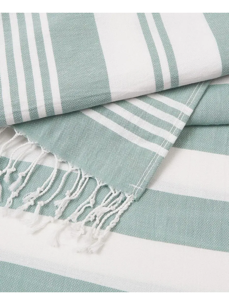 Набор из 4 пляжных полотенец Oceanfront Resort Cotton Salty Stripe Sand-Free Turkish — изображение 2 из 5, зеленый