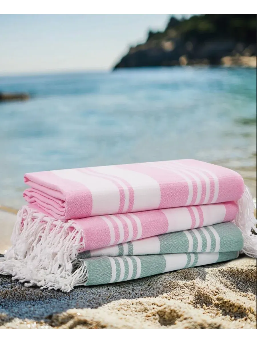 Набор пляжных полотенец из турецкого хлопка Salty Stripe Sand-Free, 4 шт Oceanfront Resort — изображение 3 из 4