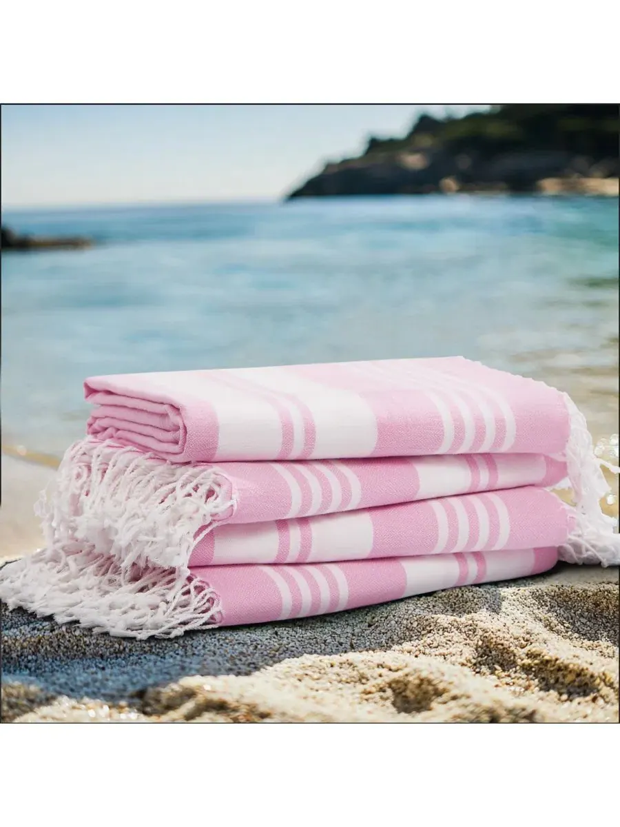 Пляжное полотенце из турецкого хлопка, комплект из 4 шт Oceanfront Resort — изображение 4 из 5, розовый