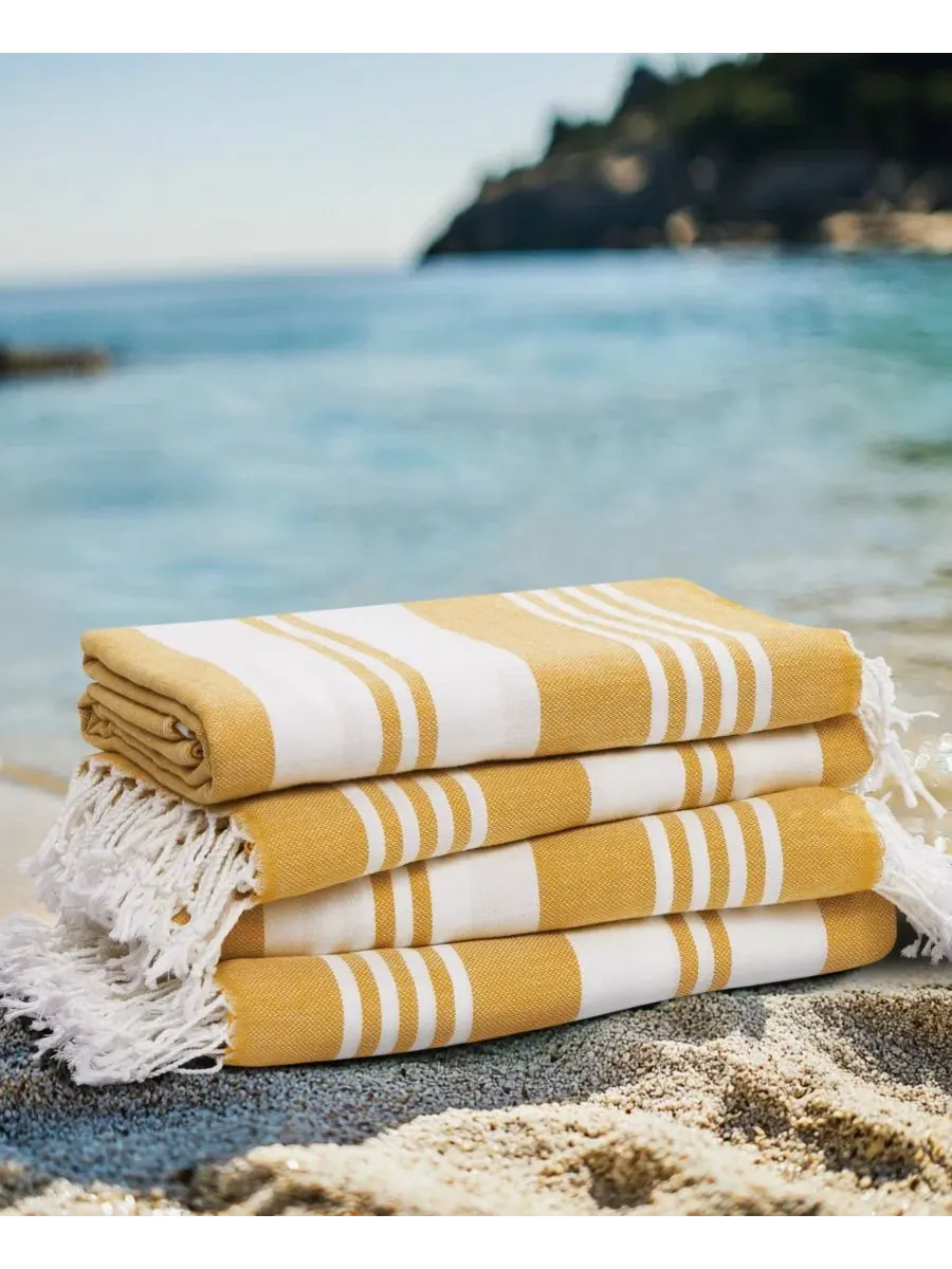 Комплект пляжных полотенец Salty Stripe Sand-Free Turkish Oceanfront Resort — изображение 3 из 5, желтый