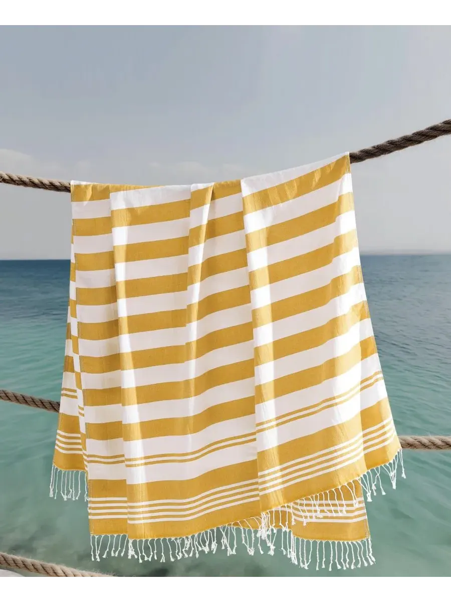 Комплект пляжных полотенец Salty Stripe Sand-Free Turkish Oceanfront Resort — изображение 4 из 5, желтый