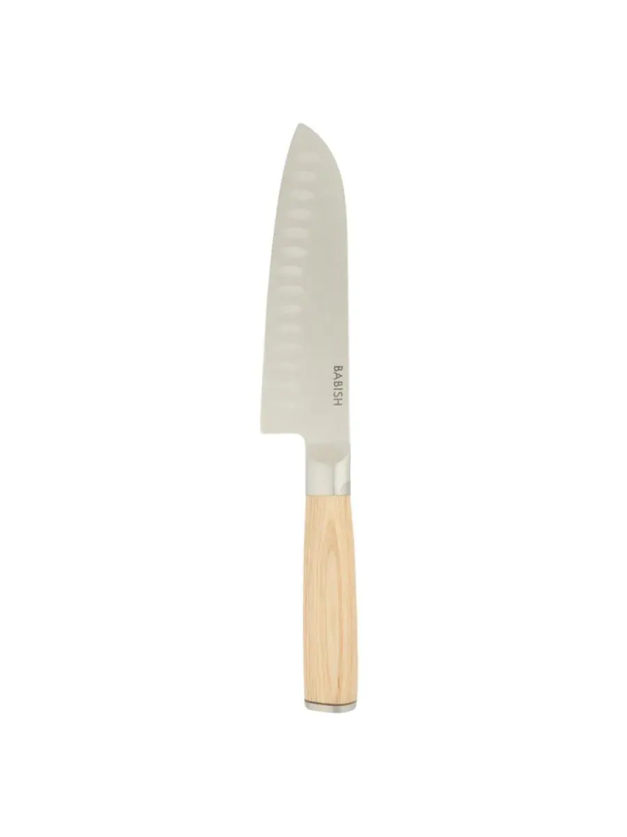17 см кухонный нож Santoku из высокоуглеродистой немецкой стали 1.4116, цельнометаллическая — изображение 2 из 6, коричневый