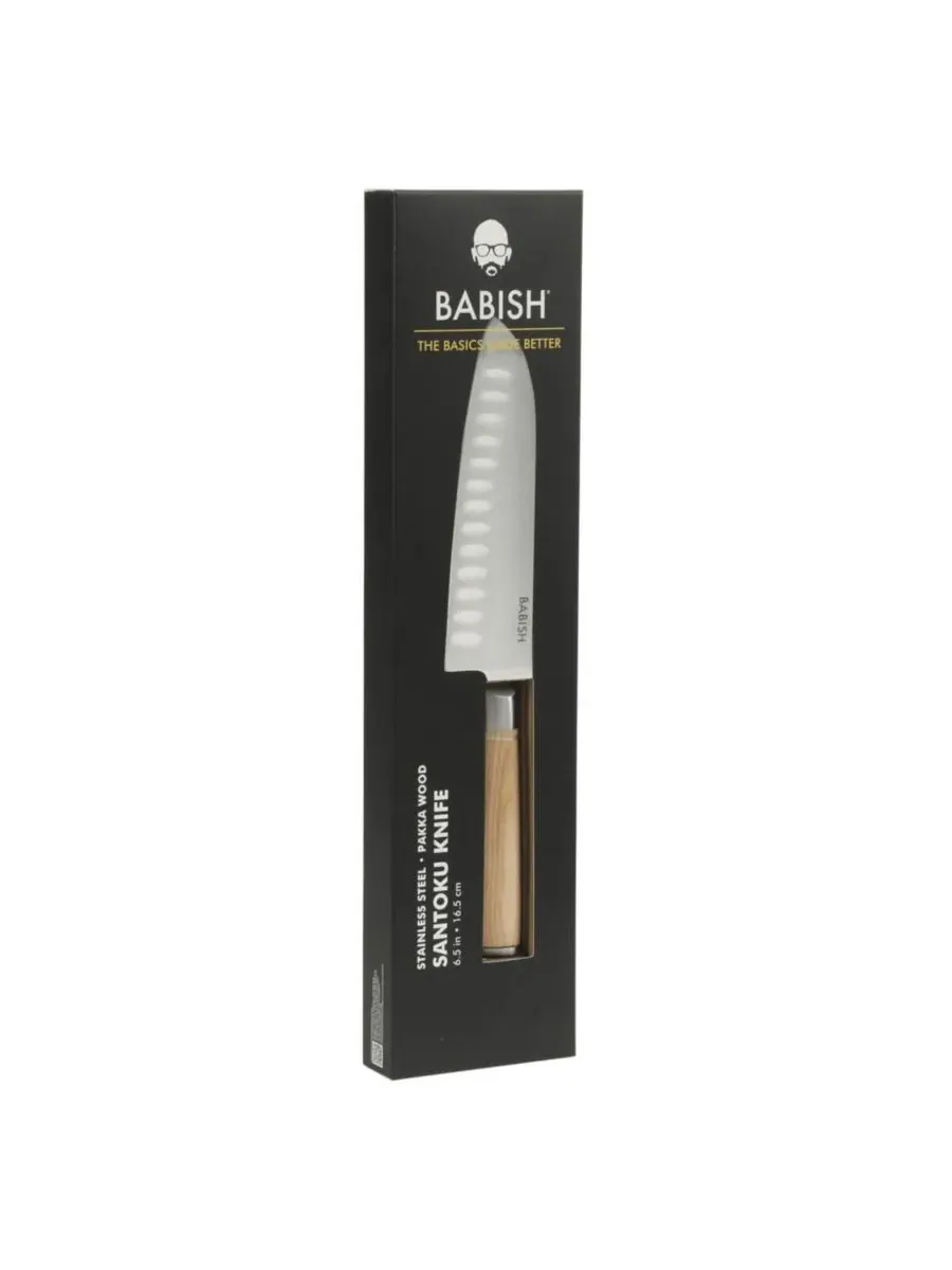 17 см кухонный нож Santoku из высокоуглеродистой немецкой стали 1.4116, цельнометаллическая — изображение 4 из 6, коричневый