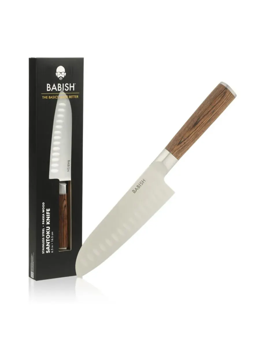 17 см кухонный нож Santoku из высокоуглеродистой немецкой стали 1.4116, цельнометаллическая