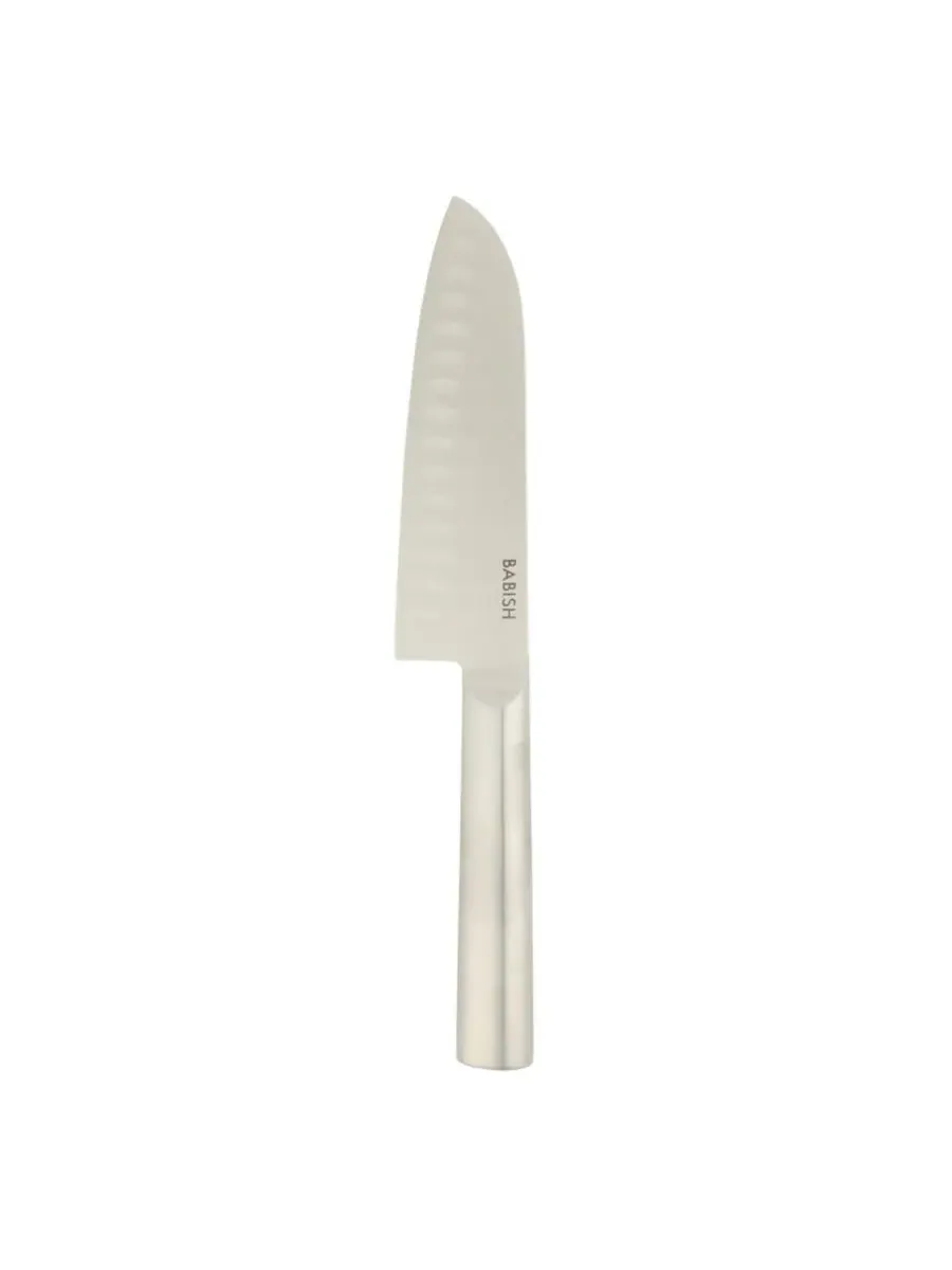 17 см кухонный нож Santoku из высокоуглеродистой немецкой стали 1.4116, цельнометаллическая — изображение 2 из 6, серебряный