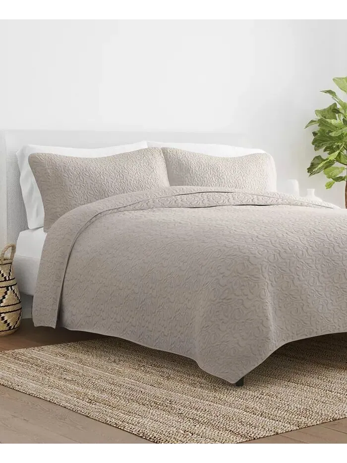 Всесезонная коллекция лоскутных одеял с цветочной вышивкой ienjoy Home — изображение 1 из 7, бежевый