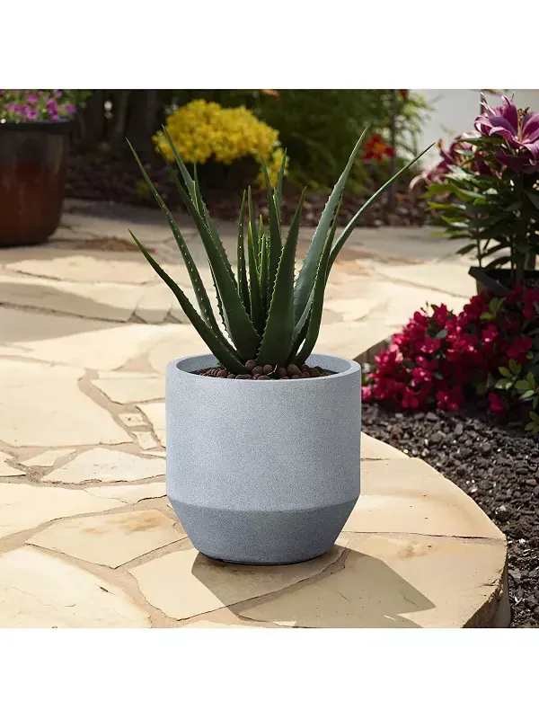 Минималистичное современное серое круглое конусообразное кашпо MGO высотой 13,8 дюйма Luxenhome — изображение 2 из 4, серый