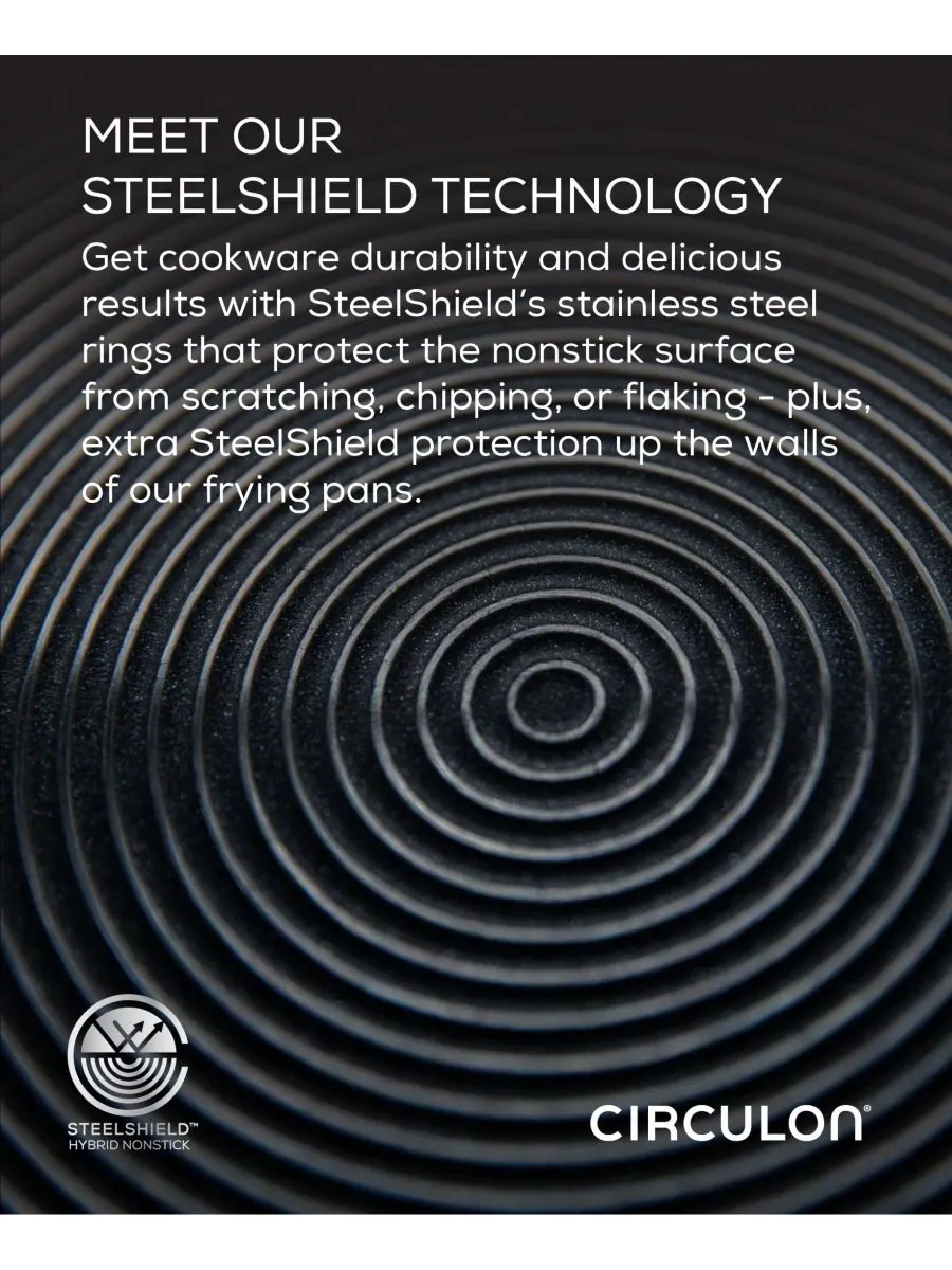 Набор посуды SteelShield C-Series с трехслойным антипригарным покрытием и кухонными — изображение 4 из 9, серебряный