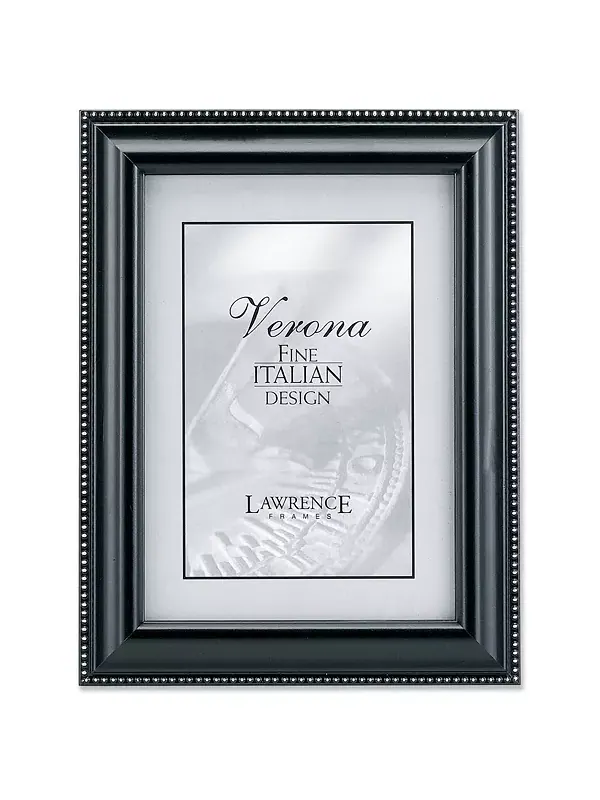 Рамка для картины из черного дерева с серебряными бусинами — 5" x 7" Lawrence Frames — черный