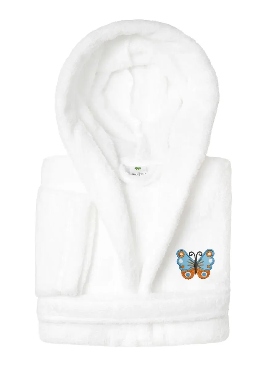 Детский махровый халат с капюшоном Super Plush Double-Brushed, с вышивкой бабочки Linum Home