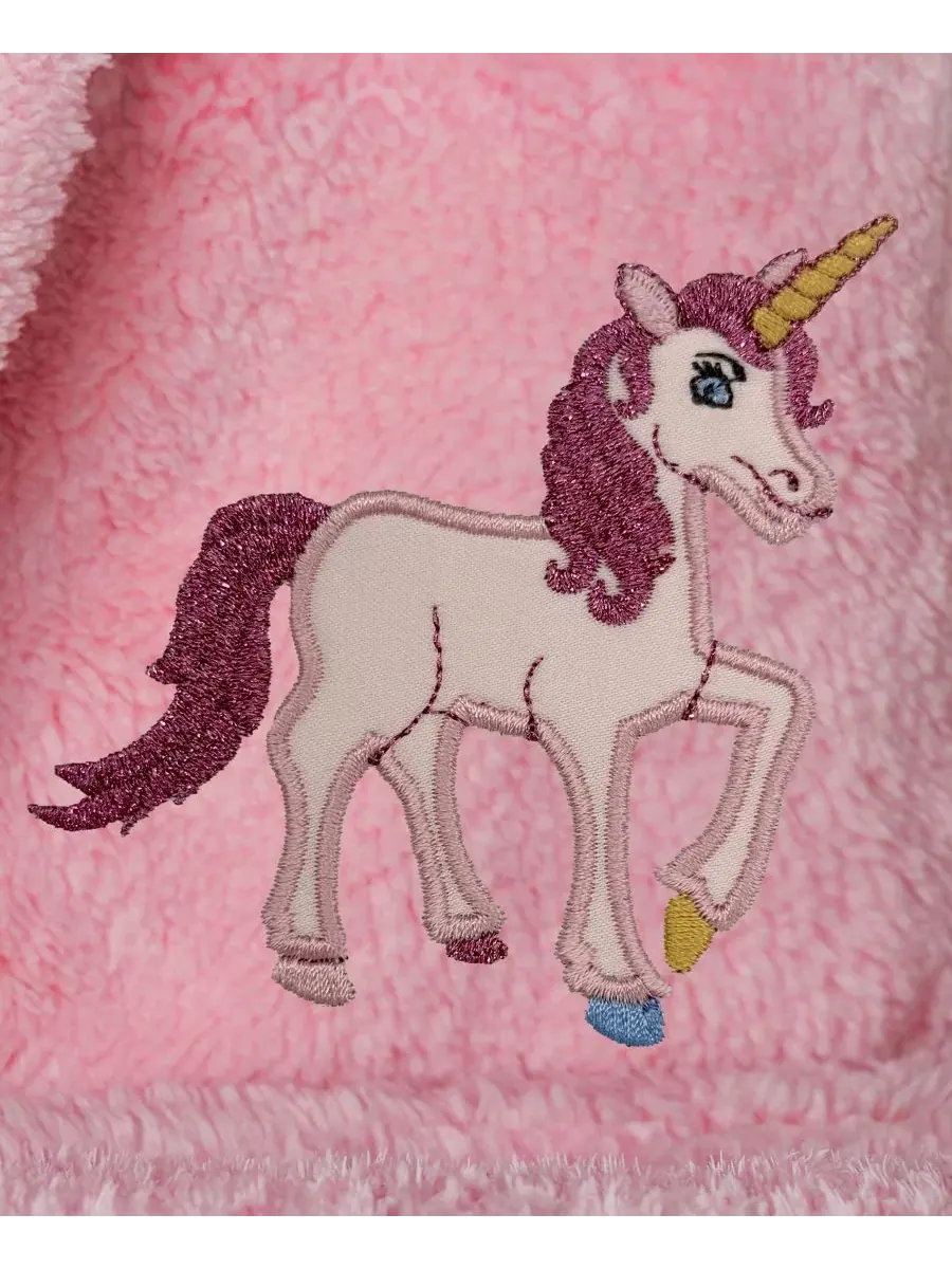 Детский махровый халат с капюшоном и вышивкой Unicorn Super Plush Linum Home — изображение 3 из 4, розовый