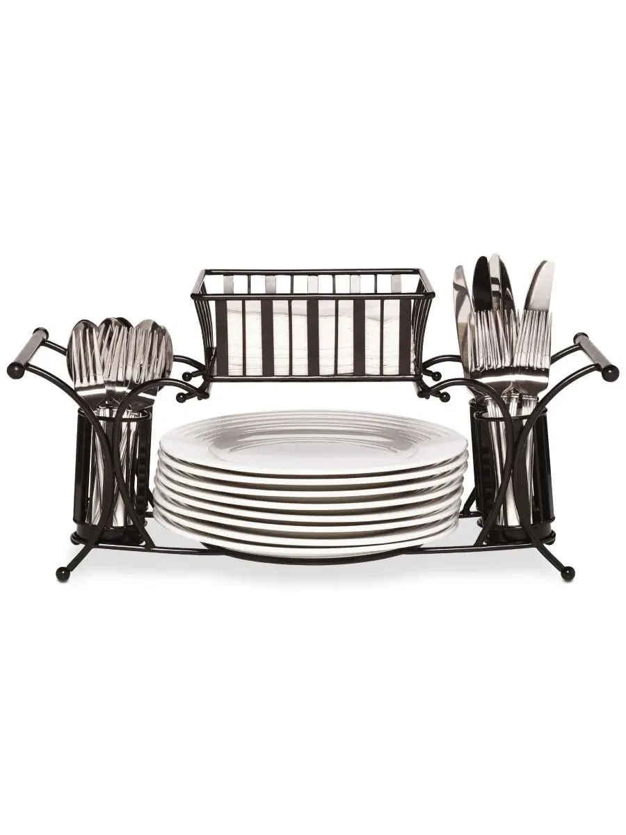 Подставка для посуды Gourmet Basics Band & Stripe Buffet Caddy Mikasa — изображение 4 из 4, черный