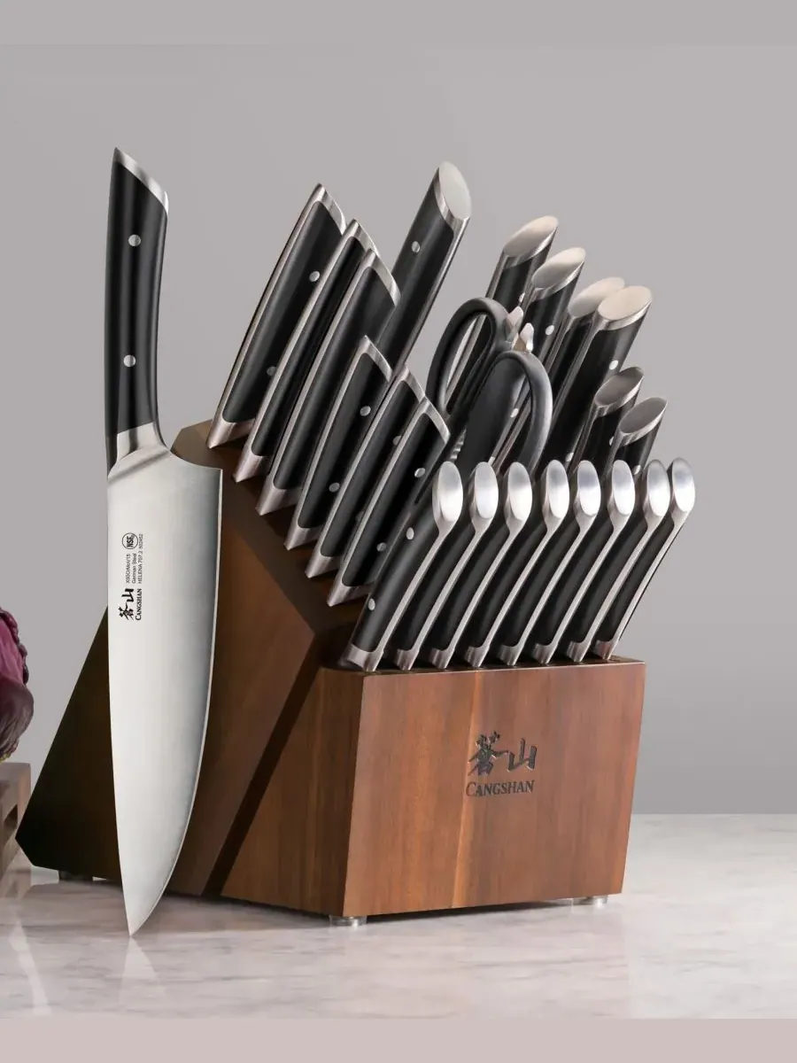Набор ножей Helena Series Steel, 23 предмета, с подставкой Cangshan — изображение 2 из 3, черный
