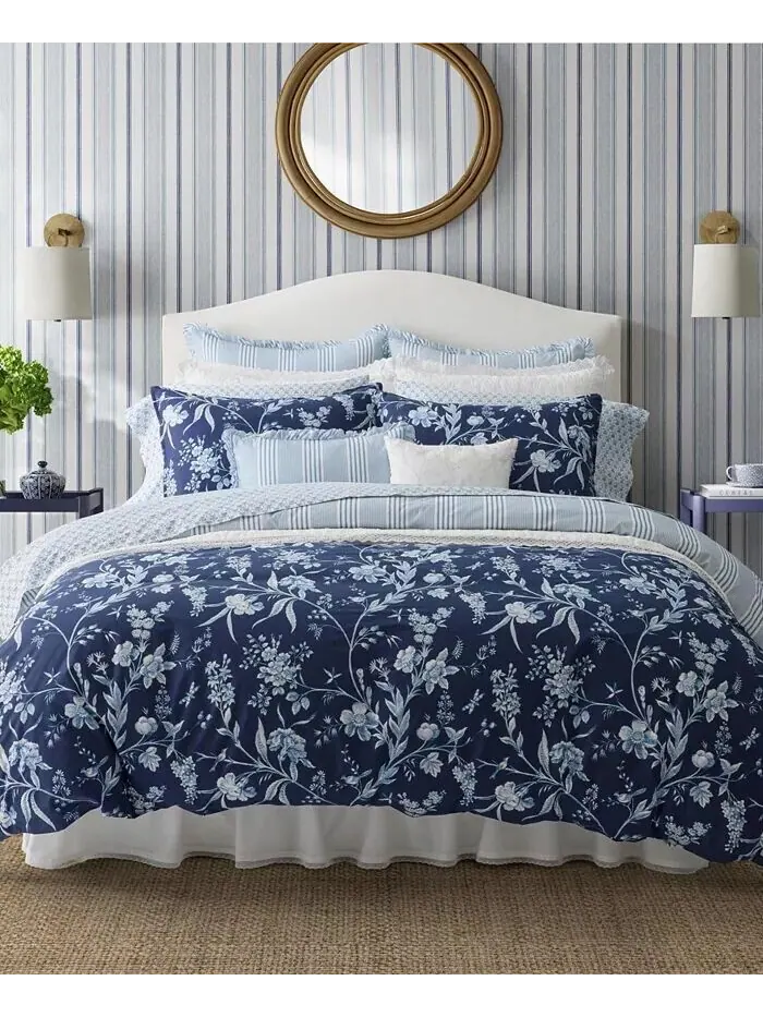Двусторонний комплект хлопковых одеял Branch Toile из 7 предметов, полный/королевский размер Laura