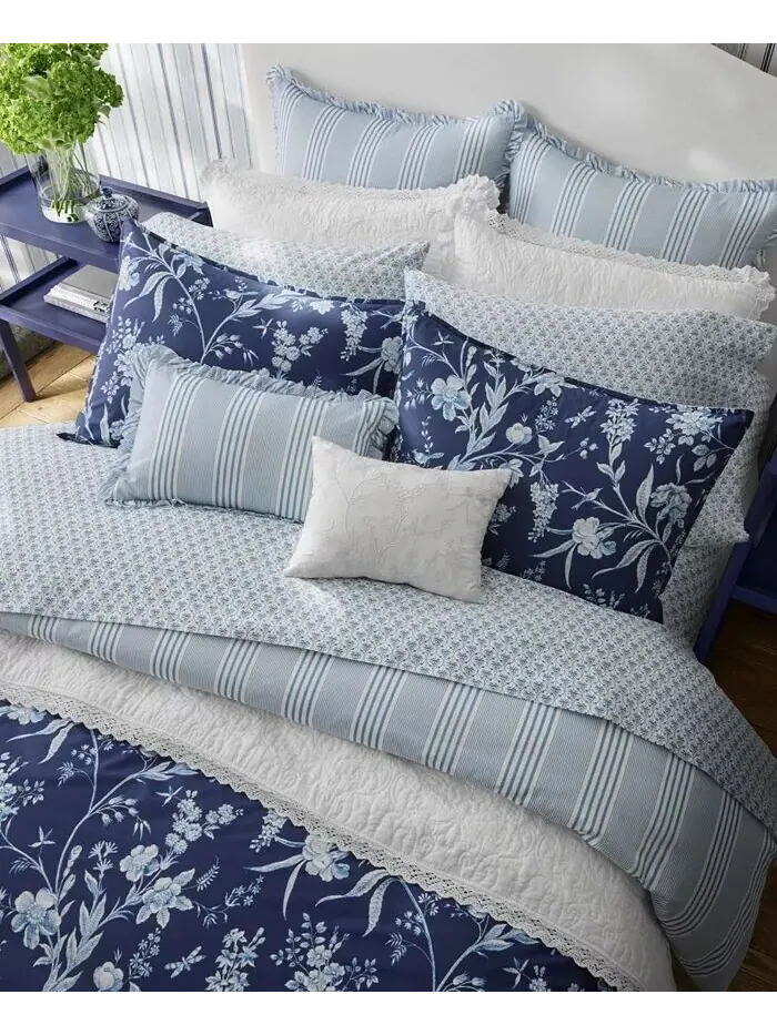 Двусторонний комплект хлопковых одеял Branch Toile из 7 предметов, полный/королевский размер Laura — изображение 3 из 15