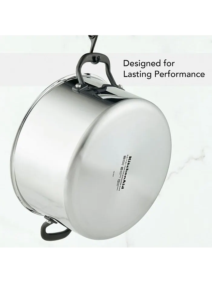 Кастрюля KitchenAid 5-Ply Clad Stainless Steel Induction, 7,6 л — изображение 3 из 10, серебряный