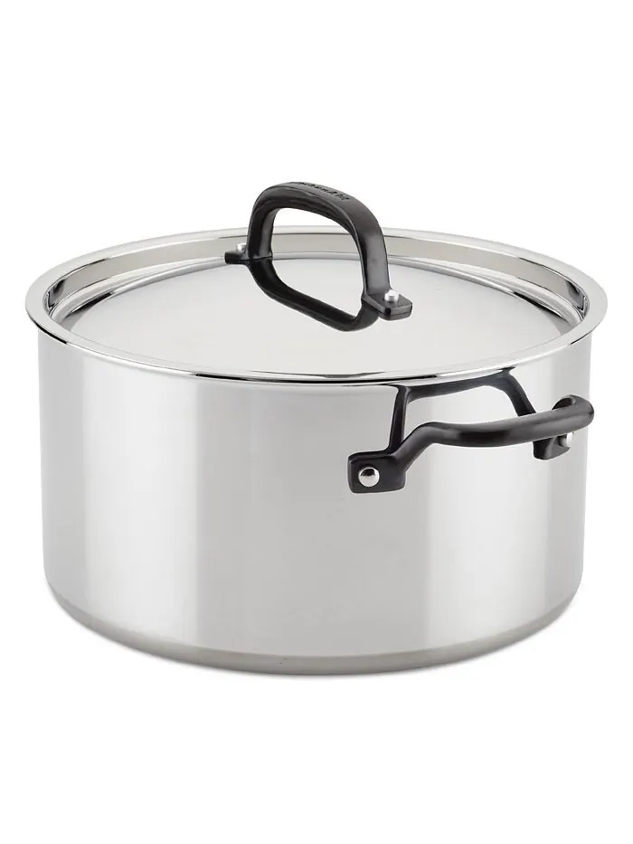 Кастрюля KitchenAid 5-Ply Clad Stainless Steel Induction, 7,6 л — изображение 4 из 10, серебряный