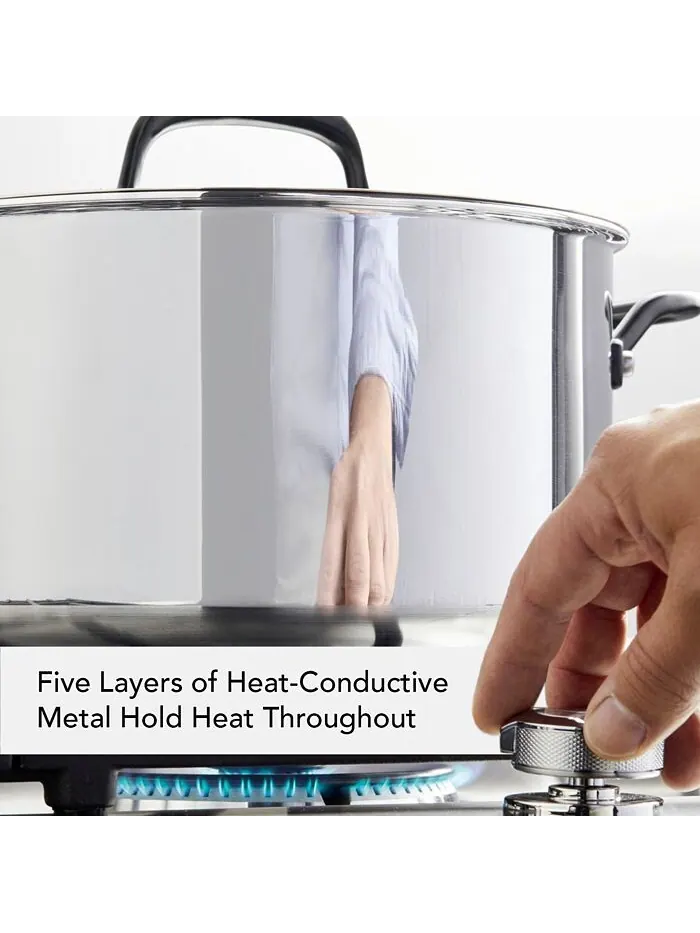 Кастрюля KitchenAid 5-Ply Clad Stainless Steel Induction, 7,6 л — изображение 5 из 10, серебряный