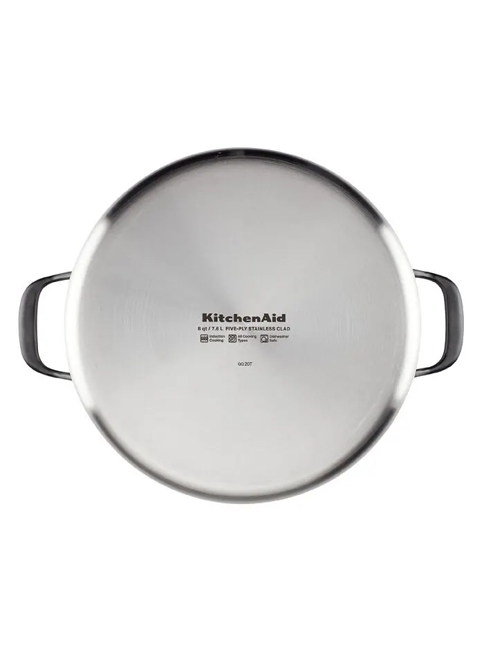 Кастрюля KitchenAid 5-Ply Clad Stainless Steel Induction, 7,6 л — изображение 7 из 10, серебряный