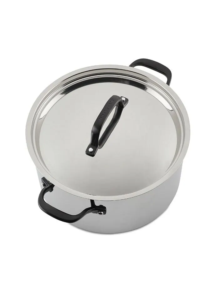 Кастрюля KitchenAid 5-Ply Clad Stainless Steel Induction, 7,6 л — изображение 9 из 10, серебряный