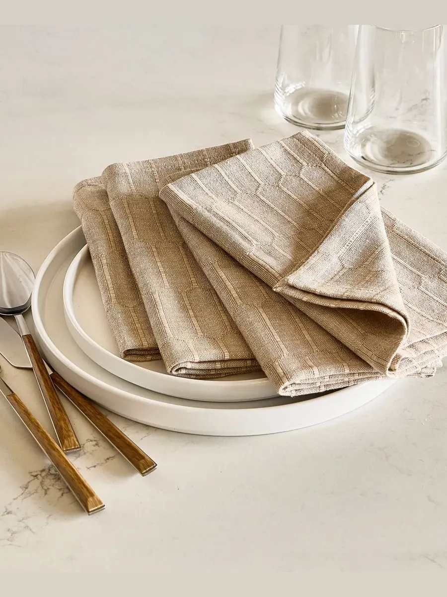 Набор салфеток Cotton Textured, 4 шт The Cellar — изображение 3 из 7, бежевый