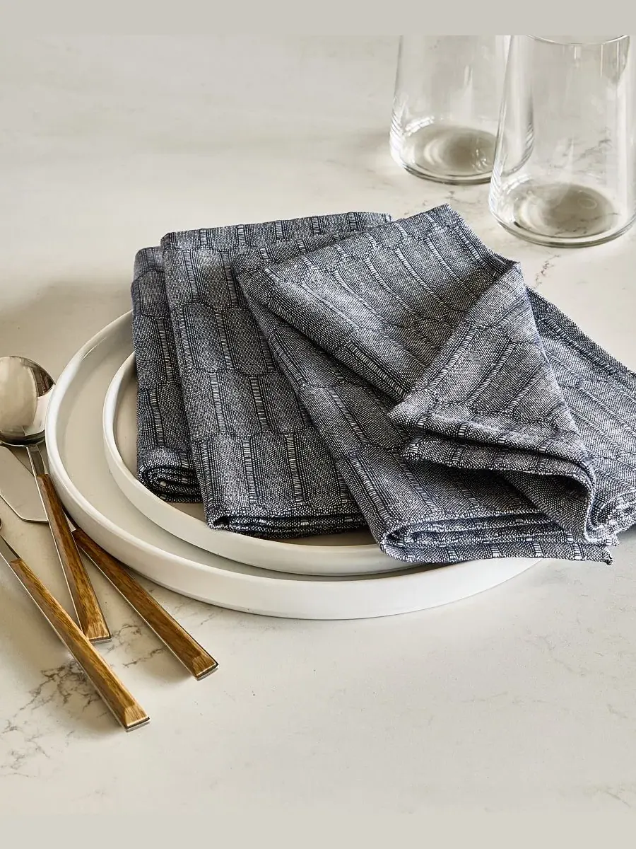 Набор салфеток Cotton Textured, 4 шт The Cellar — изображение 3 из 4, синий