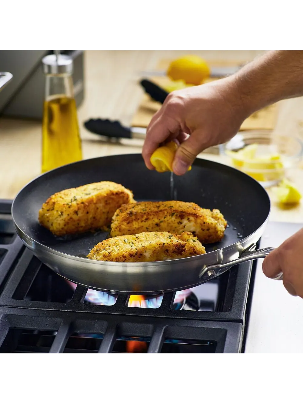 Сковорода KitchenAid 3-Ply Base Stainless Steel Nonstick Induction, 30 см — изображение 3 из 5, серебряный