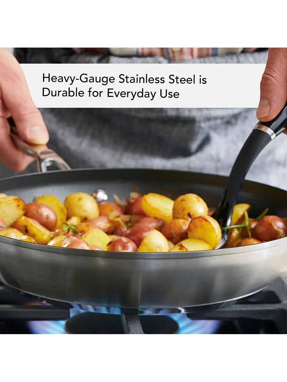 Сковорода KitchenAid 3-Ply Base Stainless Steel Nonstick Induction, 30 см — изображение 4 из 5, серебряный