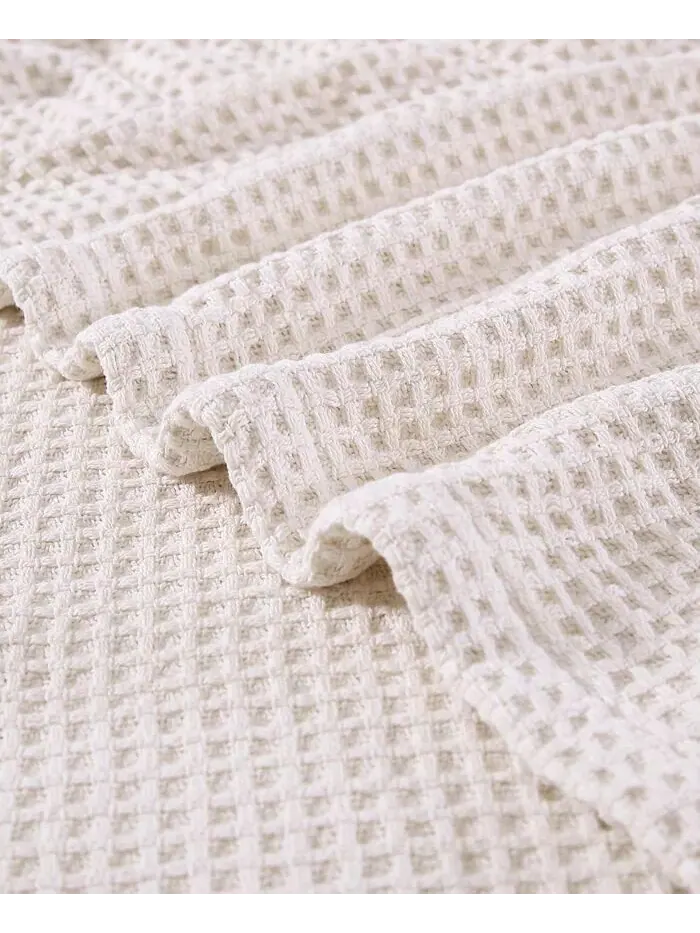 Двусторонние одеяла из однотонного вафельного хлопка Eddie Bauer — изображение 3 из 6, слоновая кость белый