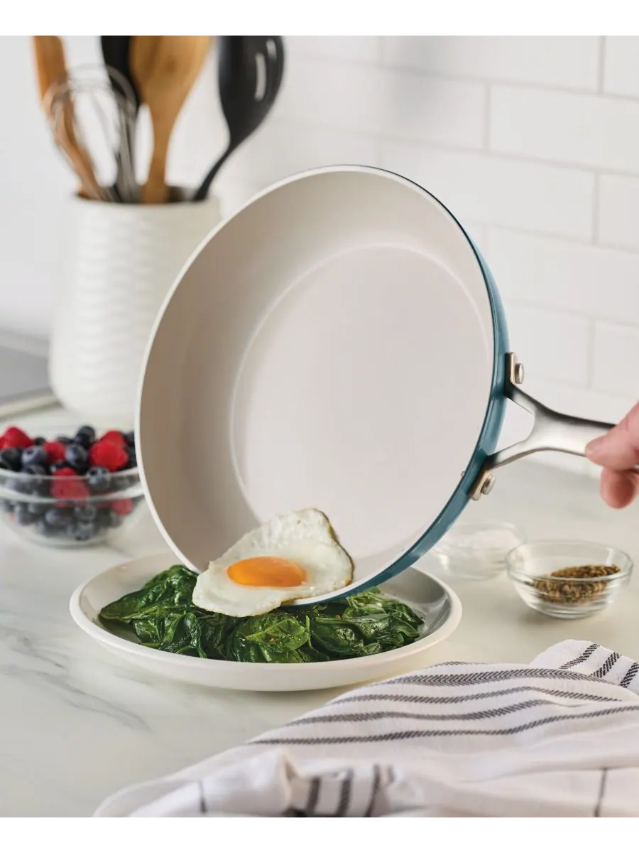 Сковорода KitchenAid Hard-Anodized Ceramic Induction, 25 см, Синяя агава — изображение 7 из 8, синий