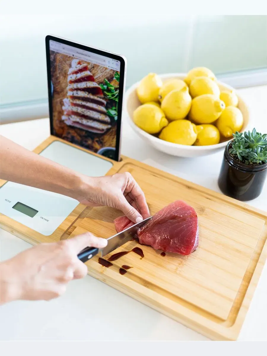 Разделочная доска из бамбука с кухонными весами, Prep-Tech Dexas — изображение 4 из 6, бежевый
