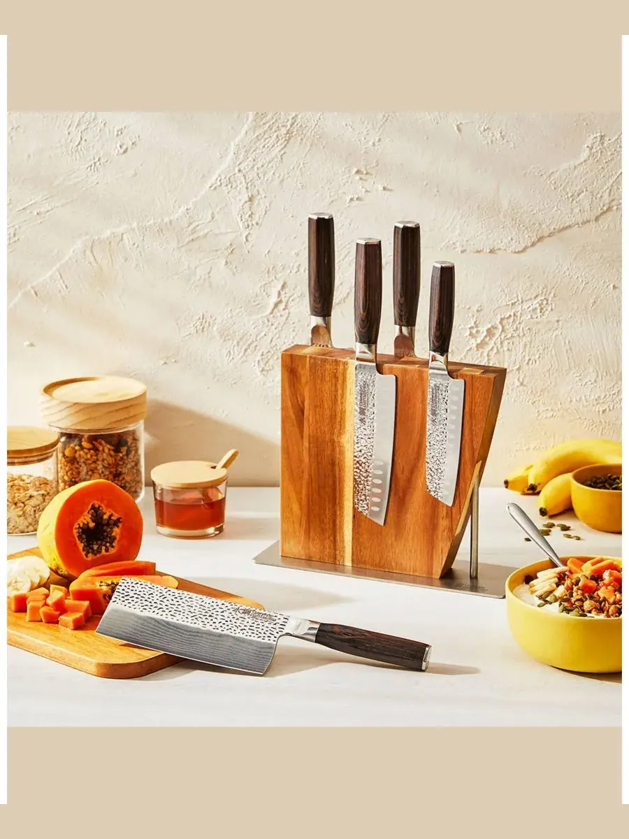 Набор ножей Damashiro Emperor 6-Pc. Nanashi с подставкой Cuisine::Pro — изображение 2 из 8, серебряный