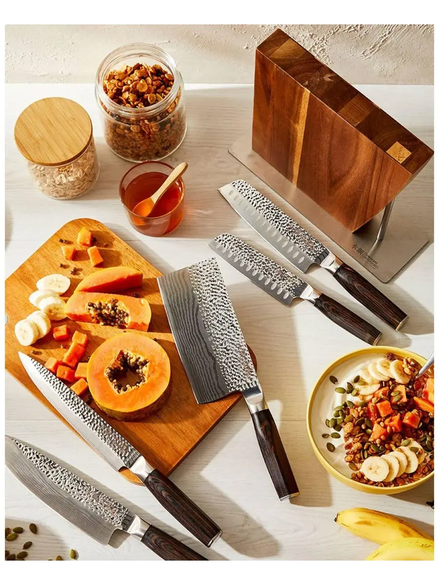 Набор ножей Damashiro Emperor 6-Pc. Nanashi с подставкой Cuisine::Pro — изображение 6 из 8, серебряный