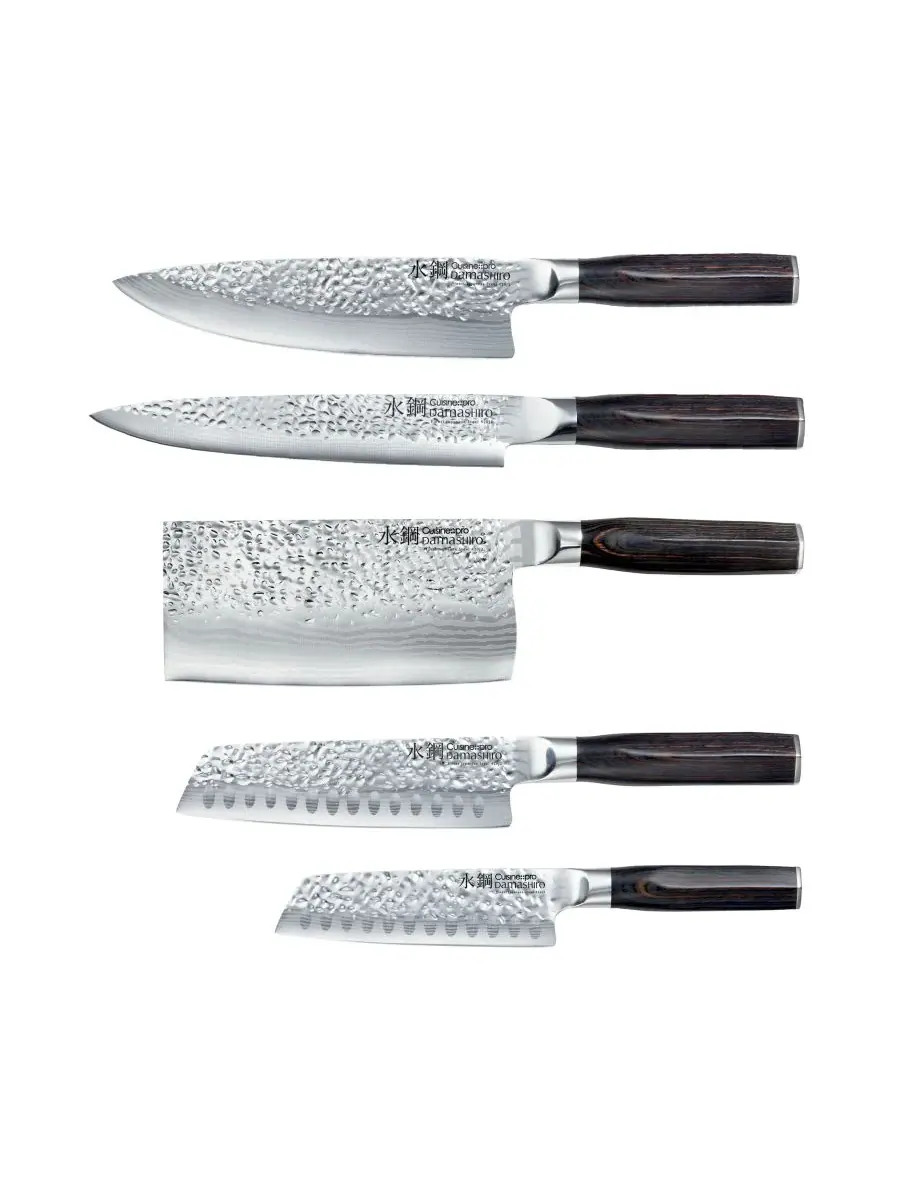 Набор ножей Damashiro Emperor 6-Pc. Nanashi с подставкой Cuisine::Pro — изображение 7 из 8, серебряный