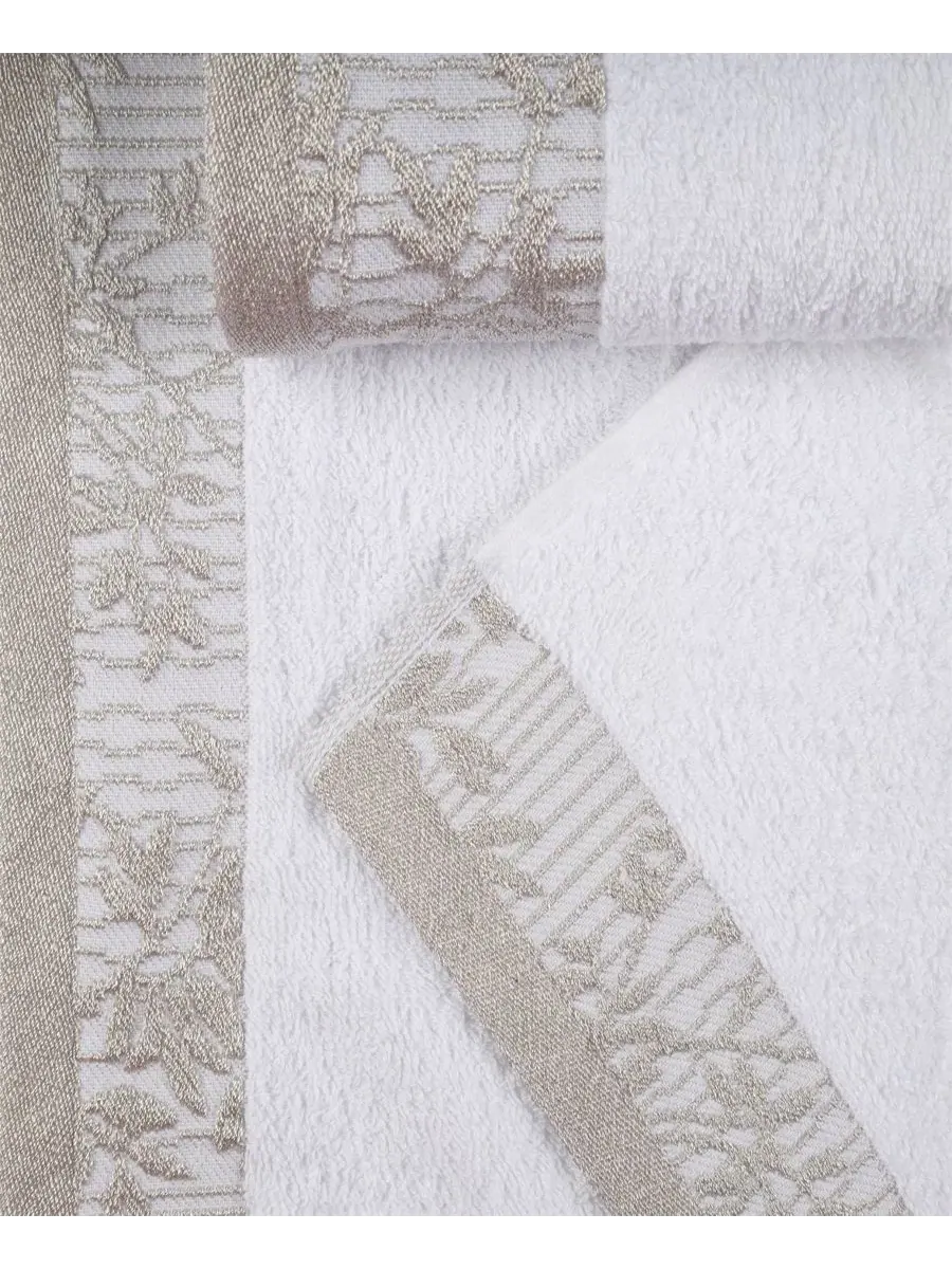 Комплект полотенец для рук Wisteria Floral Embroidered Jacquard Border Cotton Superior, 4 шт — изображение 2 из 11, белый