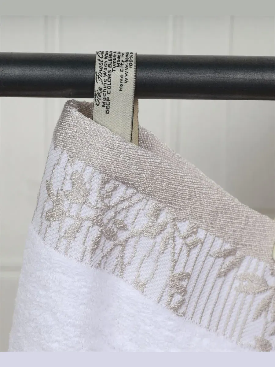 Комплект полотенец для рук Wisteria Floral Embroidered Jacquard Border Cotton Superior, 4 шт — изображение 10 из 11, белый