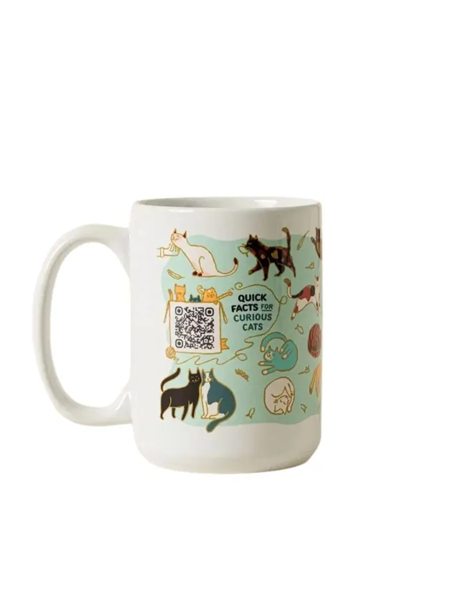 Кружка с принтом кошек и QR-кодом Cat Lover Interactive QR Mug Uncommon Goods — изображение 3 из 3, белый