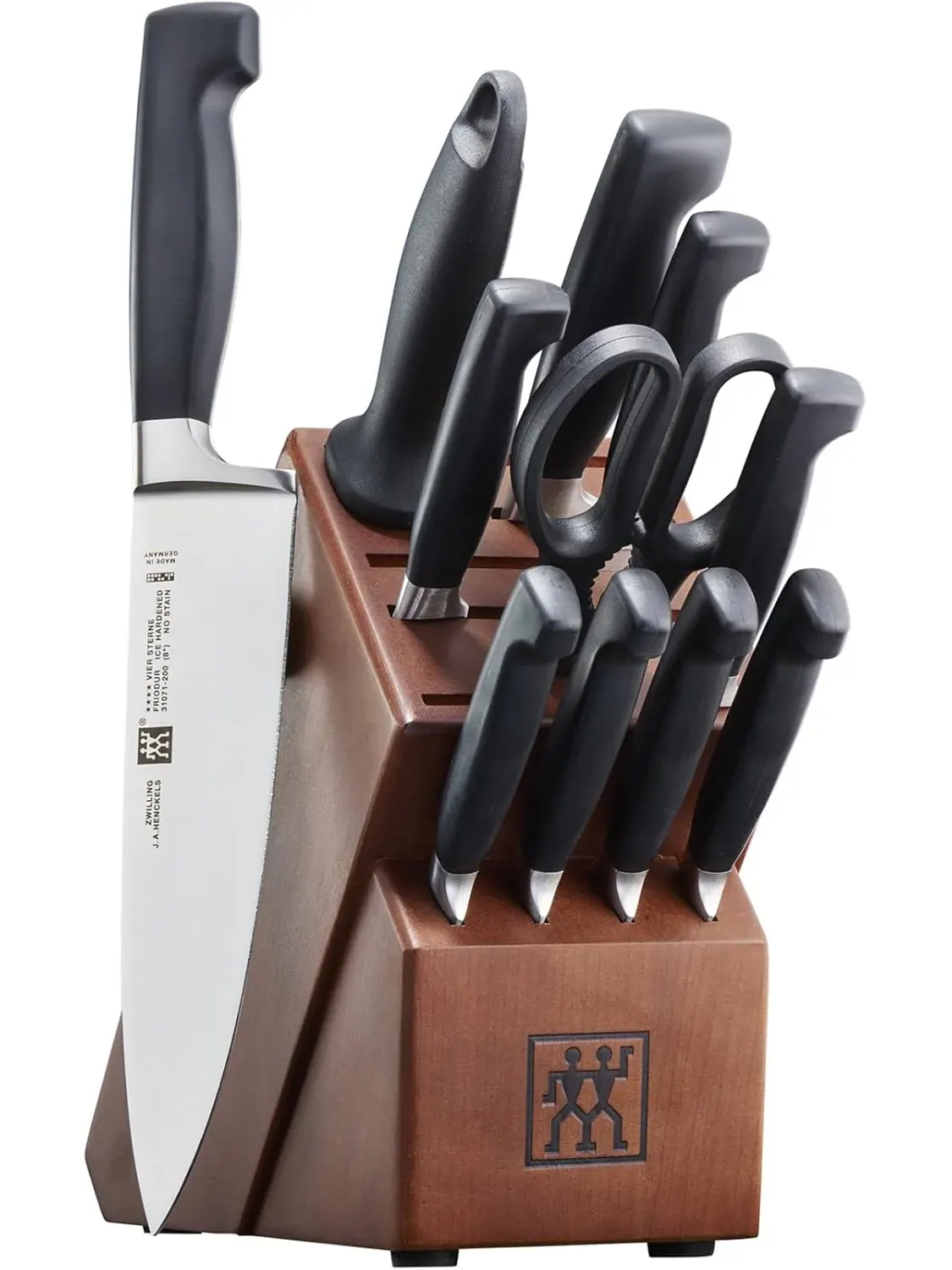 Набор кухонных ножей в блоке Zwilling Four Star, 12 предметов, коричневый/орех