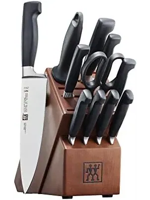 Набор кухонных ножей в блоке Zwilling Four Star, 12 предметов, коричневый/орех — изображение 2 из 2, черный коричневый