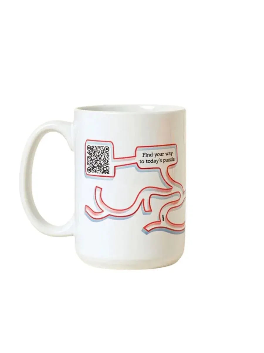 Кружка с лабиринтом и QR-кодом для ежедневных головоломок, 0,44 л Uncommon Goods — изображение 2 из 3, белый