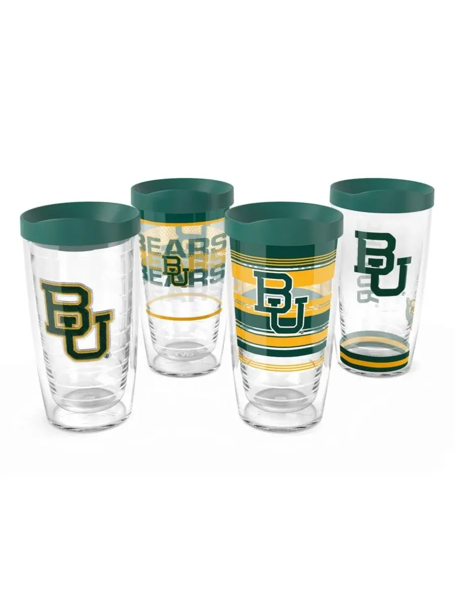 Набор стаканов-термосов Tervis, 4 шт. по 473 мл, Baylor Bears Emblem, Hype Stripes, Arctic и — мульти
