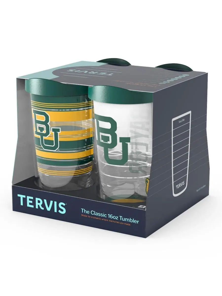 Набор стаканов-термосов Tervis, 4 шт. по 473 мл, Baylor Bears Emblem, Hype Stripes, Arctic и — изображение 3 из 5, нет цвета