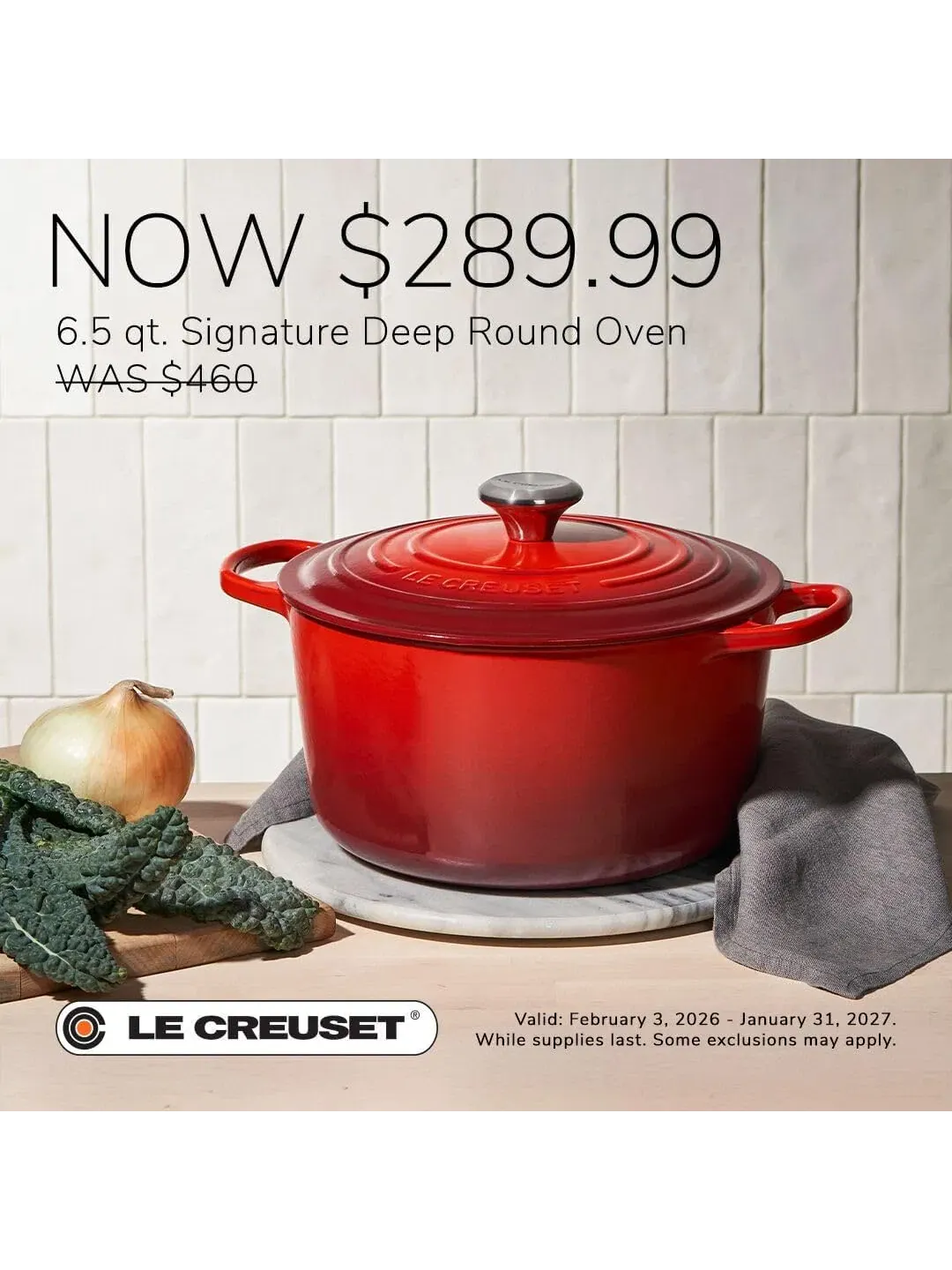 Кастрюля круглая Le Creuset Signature, 6.3 л, 26 см — изображение 5 из 8, белый